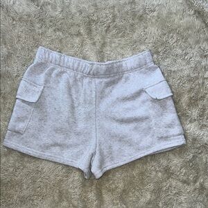 Women's Heather Light Gray Cargo Shorts Pockets